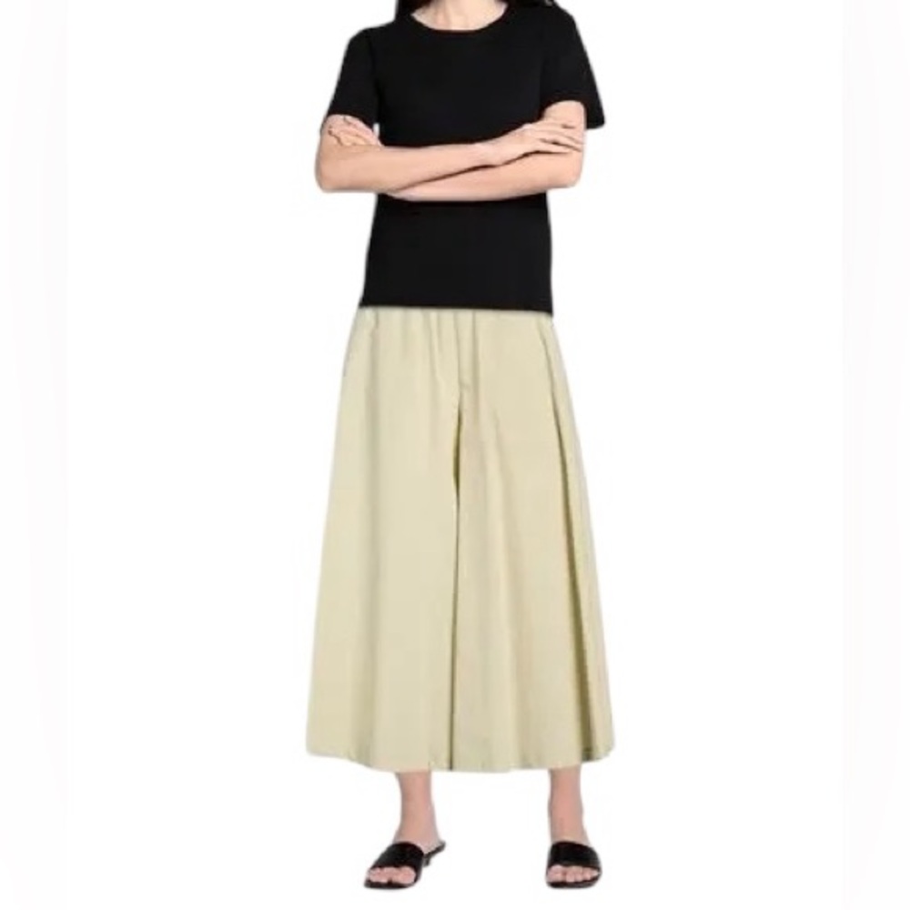 OTTOD'AME Women’s Beige Wide-Leg 100% Cotton Cropped Pants Culottes-Size 6
